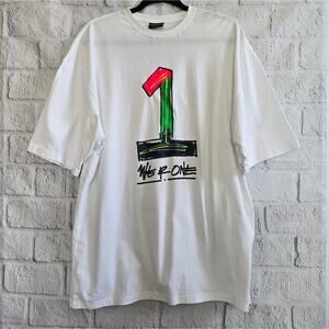We R One Custom Unique White Graphic T-Shirt LUXE-T Men's XL‎